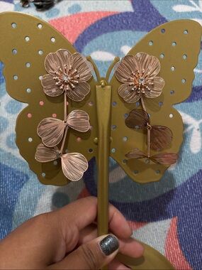Rose Gold Floral Drop Earrings - Delicate Petal Design